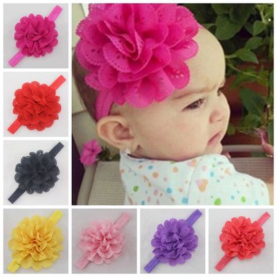 Children's chiffon hollow flower headband