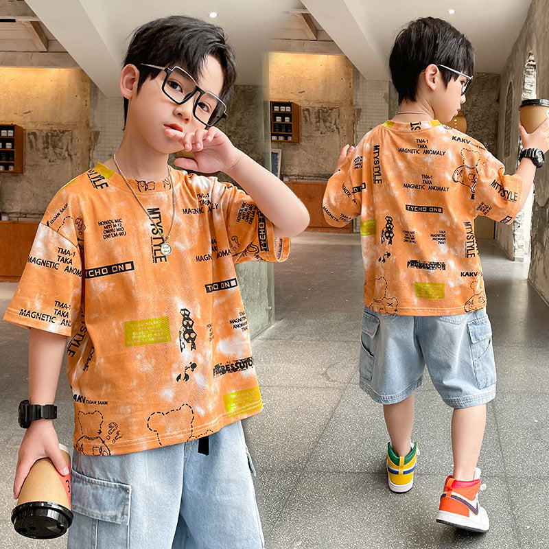 Summer Big Boy Handsome Tops, Children's Summer Clothes, Thin Style, Western Style