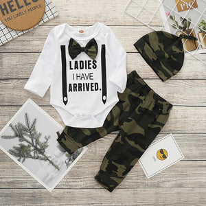 Long sleeve personalized fake bow tie Romper pants