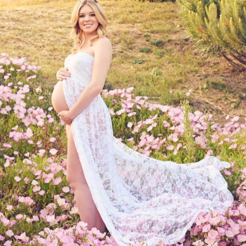 Lace long maternity dress